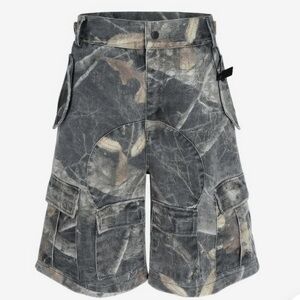 SUPERMADE DISTRESSED LOOSE CAMOUFLAGE CARGO SHORTS - M